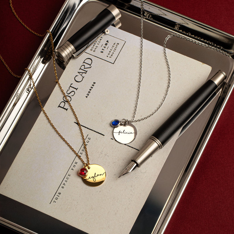 Personalized Coin Birthstone Necklace