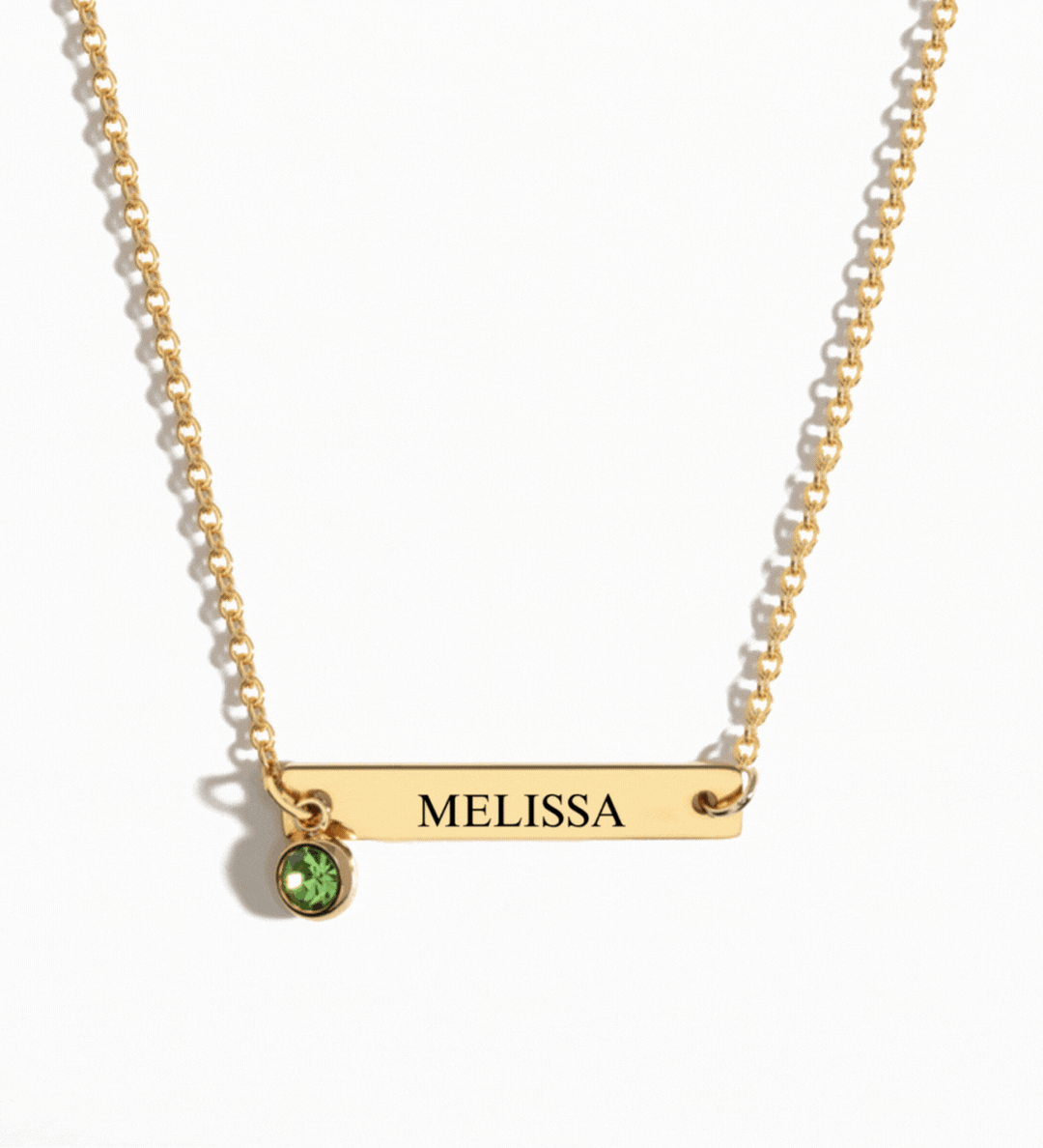 Personalized Birthstone bar necklace with custom engraving