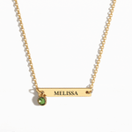Personalized Birthstone bar necklace with custom engraving