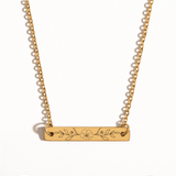 Personalized Birth Flower Bar Necklace