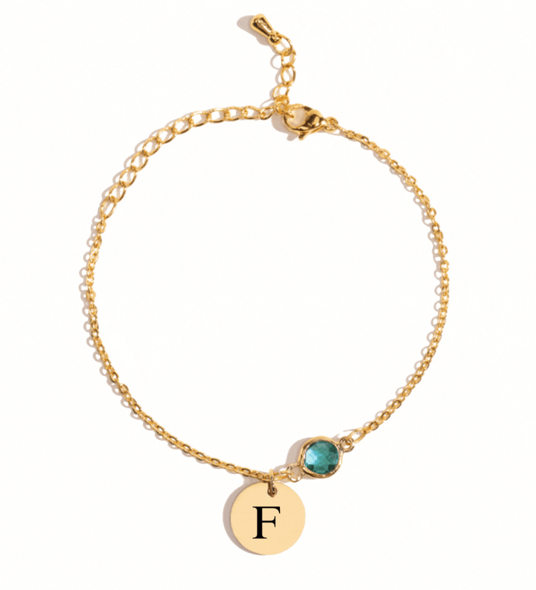 Personalized Birthstone coin bracelet with custom engraving