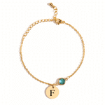 Personalized Birthstone coin bracelet with custom engraving