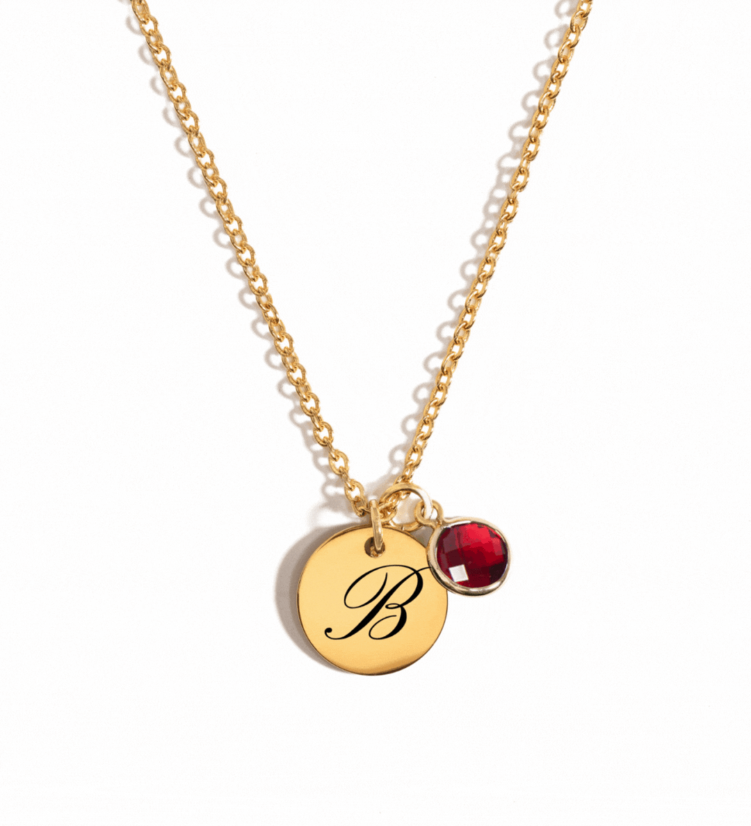Personalized Birthstone coin necklace with custom engraving