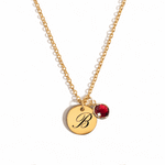 Personalized Birthstone coin necklace with custom engraving