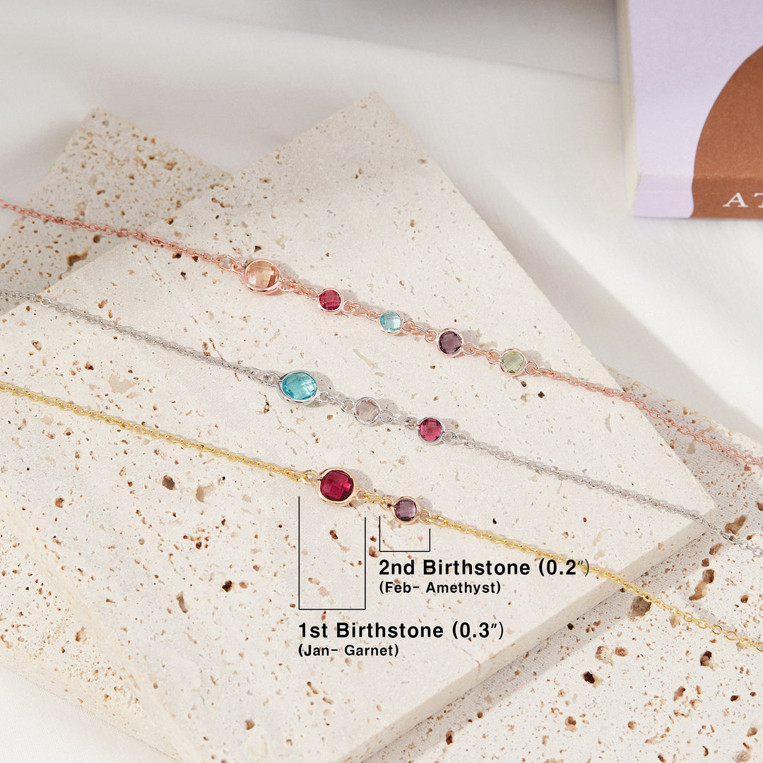Mother Child Birthstone Necklace, Mother's Day Gift for Her, Mom Necklace with Emerald Birthstone, Handmade Jewelry, Birthday Gift for Her