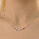 Mother Child Birthstone Necklace, Mother's Day Gift for Her, Mom Necklace with Emerald Birthstone, Handmade Jewelry, Birthday Gift for Her