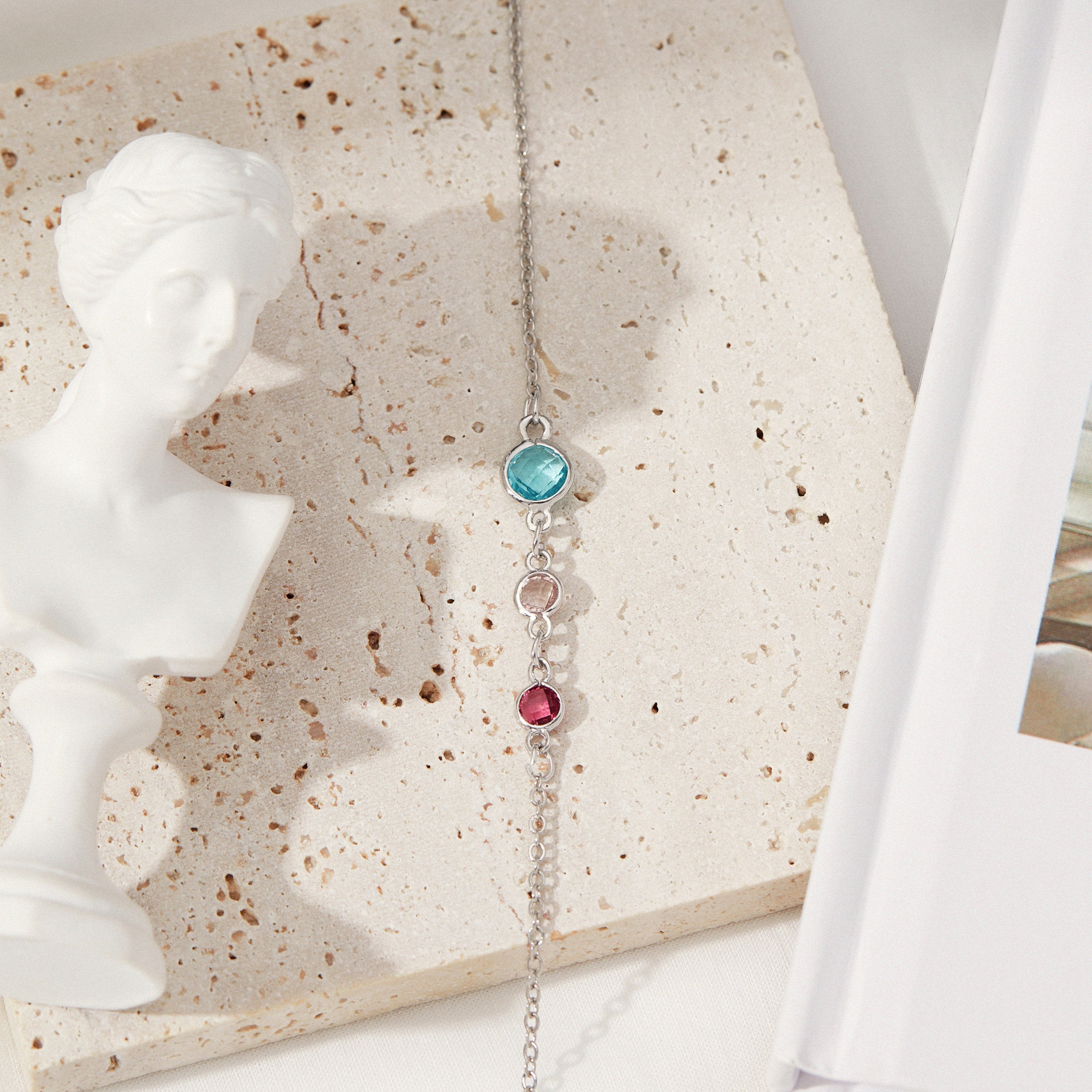 Mother Child Birthstone Necklace, Mother's Day Gift for Her, Mom Necklace with Emerald Birthstone, Handmade Jewelry, Birthday Gift for Her