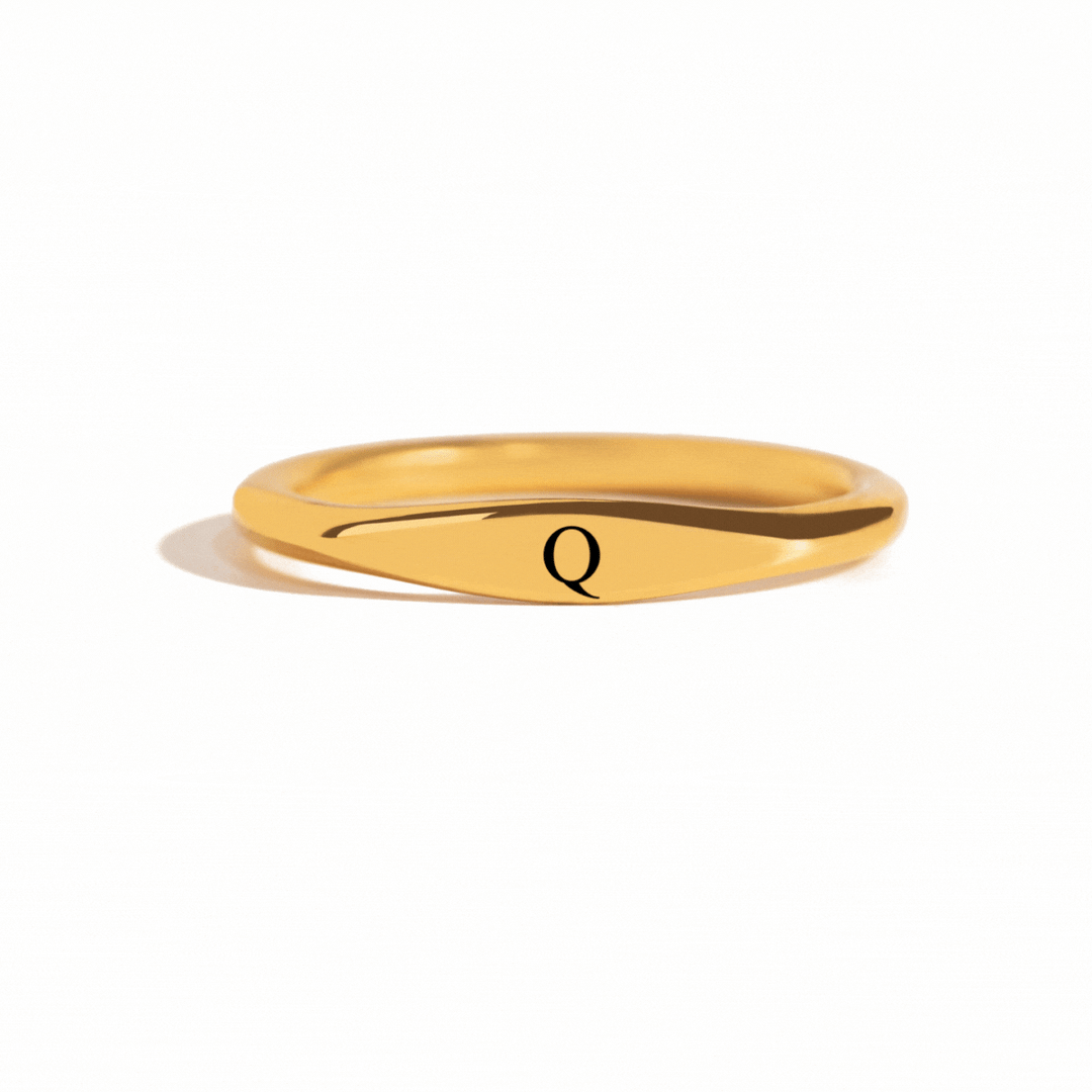 Personalized ring with custom initial engraving